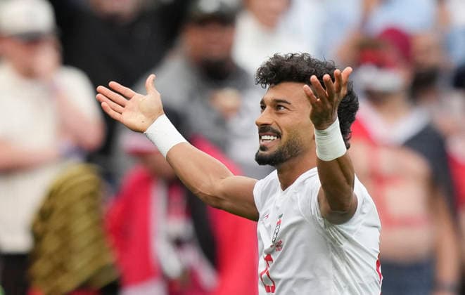 (260627) -- SEATTLE, June 27, 2026 -- Ramin Rezaeian of Iran celebrates his goal during the group G match between Egypt and Iran at the 2026 FIFA World Cup, WM, Weltmeisterschaft, Fussball at Seattle Stadium in Seattle, the United States, June 26, 2026. ) (SP)U.S.-SEATTLE-FOOTBALL-FIFA WORLD CUP-GROUP G-EGY VS IRN PengxZiyang 