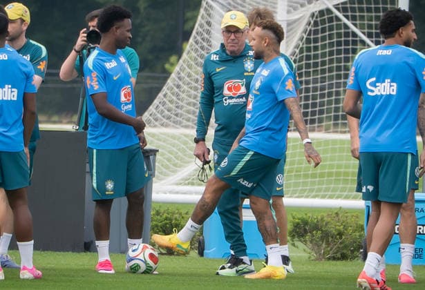 Brazil national team, Nationalteam Training Day FIFA World Cup, WM, Weltmeisterschaft, Fussball 2026 Neymar and Vinicius Jr. during the Brazilian national football team training session before the FIFA World Cup 2026 group C match against Japan . on June 26, 2026, in Morristown, New Jersey. Morristown New Jersey United States Copyright: xSantiagoxArmasx