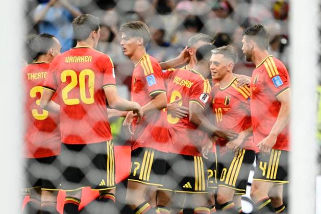 New Zealand vs Belgium - FIFA World Cup, WM, Weltmeisterschaft, Fussball 2026 VANCOUVER, CANADA - JUNE 26 : Trossard Leandro forward of Belgium celebrates scoring a goal with teammates during the FIFA World Cup 2026 Group G match between New Zealand and Belgium at the BC Place Stadium on June 26, 2026 in Vancouver, Canada, 26 06 2026 Vancouver Canada  Copyright: xNicoxVereeckenx