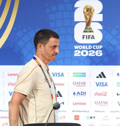 Jordan Training And press conference, PK, Pressekonferenz - FIFA World Cup, WM, Weltmeisterschaft, Fussball 2026 Head coach Jamal Sellami of Jordan speaks to the media during a press conference in Dallas, Texas, on June 26, 2026. The conference takes place one day ahead of the FIFA World Cup 2026 Group J match between Jordan and Argentina at Dallas Stadium. texas Jordan  Copyright: xAmeenxAhmedx originalFilename:alameen-notitle260627_np1DE.jpg