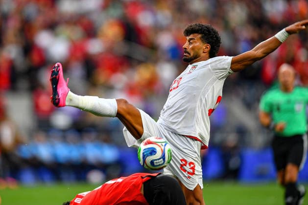 June 26, 2026: Iran defender Ramin Rezaeian (23) during the FIFA World Cup, WM, Weltmeisterschaft, Fussball group stage match between Egypt and Iran in Seattle, WA. The match ended in a 1-1 draw. CSM Seattle United States - ZUMAc04_ 20260626_zma_c04_416 Copyright: xStevexFaberx