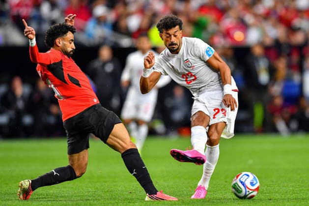 June 26, 2026: Iran defender Ramin Rezaeian (23) gets off a pass during the FIFA World Cup, WM, Weltmeisterschaft, Fussball group stage match between Egypt and Iran in Seattle, WA. The match ended in a 1-1 draw. CSM Seattle United States - ZUMAc04_ 20260626_zma_c04_419 Copyright: xStevexFaberx