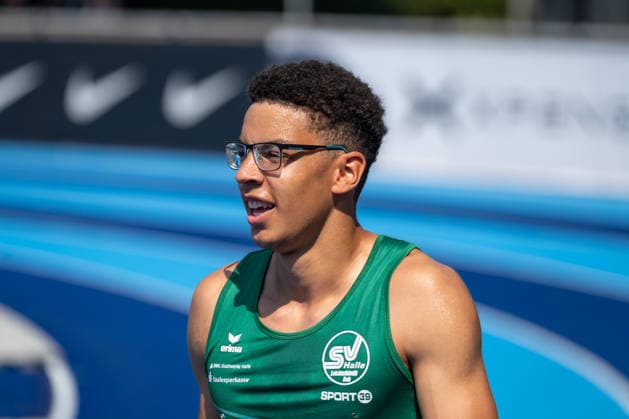 Leon Joel Clair (GER, SV Halle) nach seinem 100m Lauf. Stadtwerke Ratingen Mehrkampfmeeting 2026, Leichtathletik, 27. u. 28.06.2026 Stadtwerke Ratingen Mehrkampfmeeting 2026, Leichtathletik, 27. u. 28.06.2026 Ratingen *** Leon Joel Clair (GER), SV Halle, after his 100m race at the 2026 Stadtwerke Ratingen Combined Events Meeting, Track and Field, June 27 and 28, 2026; 2026 Stadtwerke Ratingen Combined Events Meeting, Track and Field, June 27 and 28, 2026, Ratingen Copyright: xEibner-Pressefoto ThomasxHaeslerx EP_THR