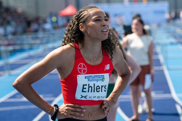 Anna Elisabeth Ehlers (GER, TSV Bayer 04 Leverkusen) nach ihrem Lauf ueber 110m Huerden. Stadtwerke Ratingen Mehrkampfmeeting 2026, Leichtathletik, 27. u. 28.06.2026 Stadtwerke Ratingen Mehrkampfmeeting 2026, Leichtathletik, 27. u. 28.06.2026 Ratingen *** Anna Elisabeth Ehlers (GER), TSV Bayer 04 Leverkusen, after her 110-meter hurdles race at the Stadtwerke Ratingen Combined Events Meeting 2026, Track and Field, June 27 and 28, 2026 Stadtwerke Ratingen Combined Events Meeting 2026, Track and Field, June 27 and 28, 2026 Ratingen Copyright: xEibner-Pressefoto ThomasxHaeslerx EP_THR