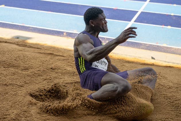 Makenson Gletty (FRA) bei seiner Landung. Stadtwerke Ratingen Mehrkampfmeeting 2026, Leichtathletik, 27. u. 28.06.2026 Stadtwerke Ratingen Mehrkampfmeeting 2026, Leichtathletik, 27. u. 28.06.2026 Ratingen *** Makenson Gletty (FRA) during his landing at the 2026 Stadtwerke Ratingen Combined Events Meet, Track and Field, June 27 and 28, 2026; 2026 Stadtwerke Ratingen Combined Events Meet, Track and Field, June 27 and 28, 2026, Ratingen Copyright: xEibner-Pressefoto ThomasxHaeslerx EP_THR