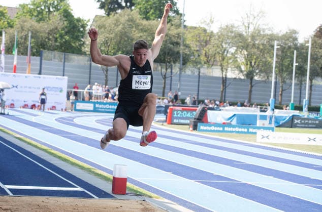 Marcel MEYER, GER, Aktion Weitsprung, Ratingen am 27.06.2026 Leichtathletik Stadtwerke Ratingen Mehrkampf-Meeting, vom 27.06.- 28.05.2026 in Ratingen Deutschland. Â *** Marcel MEYER, GER, Long Jump, Ratingen on June 27, 2026, at the Stadtwerke Ratingen Track and Field Combined Events Meeting, held from May 28 to June 27, 2026, in Ratingen, Germany Â
