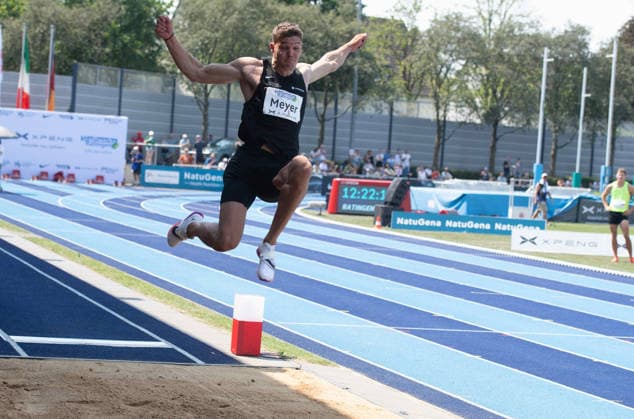 Marcel MEYER, GER, Aktion Weitsprung, Ratingen am 27.06.2026 Leichtathletik Stadtwerke Ratingen Mehrkampf-Meeting, vom 27.06.- 28.05.2026 in Ratingen Deutschland. Â *** Marcel MEYER, GER, Long Jump, Ratingen on June 27, 2026, at the Stadtwerke Ratingen Track and Field Combined Events Meeting, held from May 28 to June 27, 2026, in Ratingen, Germany Â
