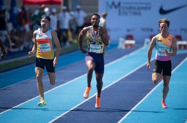 Leo NEUGEBAUER, GER, Mitte, Aktion 100m Lauf, Ratingen am 27.06.2026 Leichtathletik Stadtwerke Ratingen Mehrkampf-Meeting, vom 27.06.- 28.05.2026 in Ratingen Deutschland. Â *** Leo NEUGEBAUER, GER, Center, 100m Race, Ratingen on June 27, 2026, City of Ratingen Athletics Combined Events Meeting, held from May 28 to June 27, 2026, in Ratingen, Germany Â