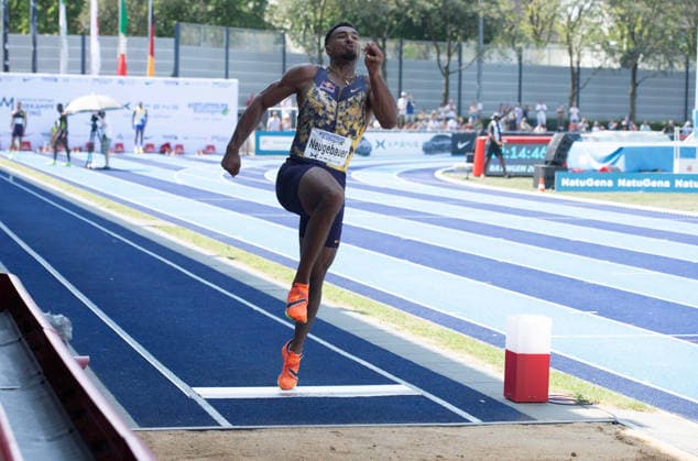 Leo NEUGEBAUER, GER, halbe Figur, Halbfigur, halber Koerper, Aktion Weitsprung, Ratingen am 27.06.2026 Leichtathletik Stadtwerke Ratingen Mehrkampf-Meeting, vom 27.06.- 28.05.2026 in Ratingen Deutschland. Â *** Leo NEUGEBAUER, GER, half-figure, half-body, long jump in action, Ratingen on June 27, 2026, City of Ratingen Athletics Combined Events Meeting, held from May 28 to June 27, 2026, in Ratingen, Germany Â