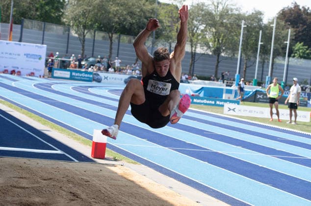 Marcel MEYER, GER, Aktion Weitsprung, Ratingen am 27.06.2026 Leichtathletik Stadtwerke Ratingen Mehrkampf-Meeting, vom 27.06.- 28.05.2026 in Ratingen Deutschland. Â *** Marcel MEYER, GER, Long Jump, Ratingen on June 27, 2026, at the Stadtwerke Ratingen Track and Field Combined Events Meeting, held from May 28 to June 27, 2026, in Ratingen, Germany Â