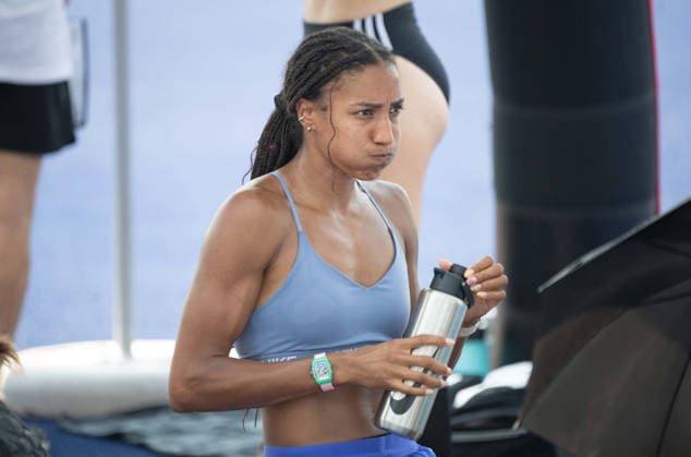 Nafissatou THIAM, BEL, , halbe Figur, Halbfigur, halber Koerper, Aktion 110m Huerden, Ratingen am 27.06.2026 Leichtathletik Stadtwerke Ratingen Mehrkampf-Meeting, vom 27.06.- 28.05.2026 in Ratingen Deutschland. Â *** Nafissatou THIAM, BEL, , half-figure, Half-figure, half-body, 110m hurdles event, Ratingen on June 27, 2026, City of Ratingen Athletics Combined Events Meeting, held from June 27 to May 28, 2026, in Ratingen, Germany Â