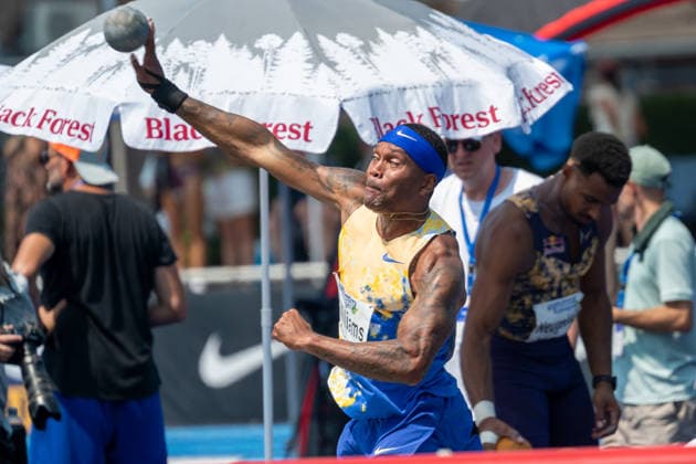 Devon Williams (USA) bei seinem Versuch im Kugelstossen. Stadtwerke Ratingen Mehrkampfmeeting 2026, Leichtathletik, 27. u. 28.06.2026 Stadtwerke Ratingen Mehrkampfmeeting 2026, Leichtathletik, 27. u. 28.06.2026 Ratingen *** Devon Williams of the USA during his shot put attempt at the 2026 Stadtwerke Ratingen Combined Events Meeting, Track and Field, June 27 and 28, 2026; 2026 Stadtwerke Ratingen Combined Events Meeting, Track and Field, June 27 and 28, 2026, Ratingen Copyright: xEibner-Pressefoto ThomasxHaeslerx EP_THR