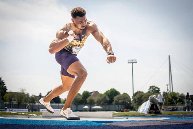 RATINGEN, GERMANY - JUNE 27, 2026 : Leo Neugebauer (GER Germany) competing in the shot put of the decathlon during the Multisport Event at Stadion Ratingen on June 27, 2026 in Ratingen, Germany. Nordrhein-Westfalen Germany Copyright: xAxelxKohringx