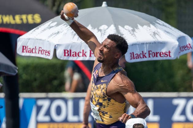 Leo Neugebauer (GER, VfB Stuttgart) bei einem Versuch im Kugelstossen. Stadtwerke Ratingen Mehrkampfmeeting 2026, Leichtathletik, 27. u. 28.06.2026 Stadtwerke Ratingen Mehrkampfmeeting 2026, Leichtathletik, 27. u. 28.06.2026 Ratingen *** Leo Neugebauer (GER), VfB Stuttgart, during a shot put attempt at the 2026 Stadtwerke Ratingen Combined Events Meeting, Track and Field, June 27 and 28, 2026; 2026 Stadtwerke Ratingen Combined Events Meeting, Track and Field, June 27 and 28, 2026, Ratingen Copyright: xEibner-Pressefoto ThomasxHaeslerx EP_THR