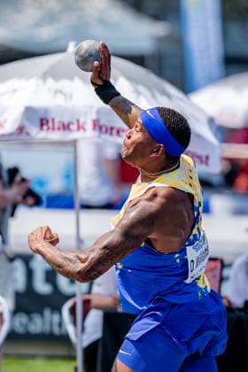 Ratingen, 27.06.2026, Leichathletik, Mehrkampf, Zehnkampf Devon Williams (USA) beim Kugelstoßen *** Ratingen, June 27, 2026, Track and Field, Combined Events, Decathlon: Devon Williams (USA) in the shot put