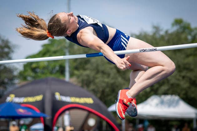 RATINGEN, GERMANY - JUNE 27, 2026 : Léonie Cambours (FRA France) competing in the heptathlon’s high jump during the Multisport Event at Stadion Ratingen on June 27, 2026 in Ratingen, Germany. Nordrhein-Westfalen Germany Copyright: xAxelxKohringx