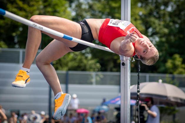 RATINGEN, GERMANY - JUNE 27, 2026 : Marie Dehning (GER Germany) competing in the heptathlon’s high jump during the Multisport Event at Stadion Ratingen on June 27, 2026 in Ratingen, Germany. Nordrhein-Westfalen Germany Copyright: xAxelxKohringx