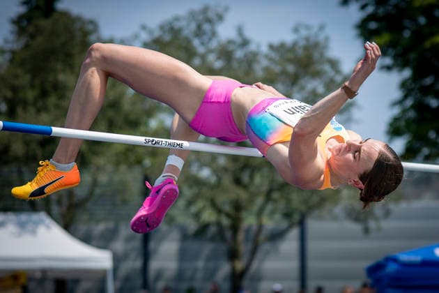 RATINGEN, GERMANY - JUNE 27, 2026 : Annik Kälin (SUI Switzerland) competing in the heptathlon’s high jump during the Multisport Event at Stadion Ratingen on June 27, 2026 in Ratingen, Germany. Nordrhein-Westfalen Germany Copyright: xAxelxKohringx