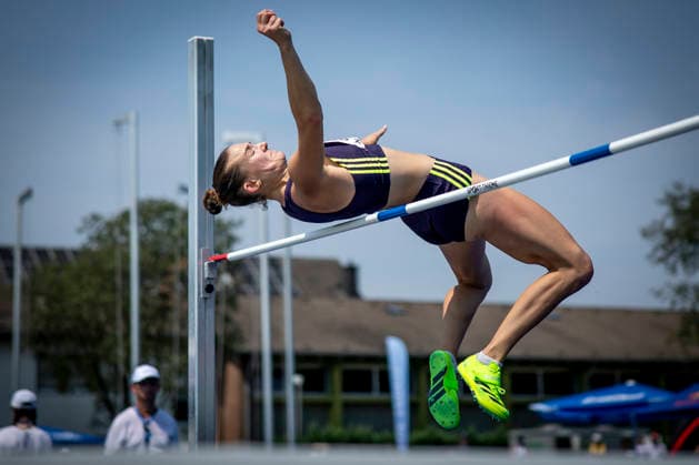 RATINGEN, GERMANY - JUNE 27, 2026 : Vanessa Grimm (GER Germany) competing in the heptathlon’s high jump during the Multisport Event at Stadion Ratingen on June 27, 2026 in Ratingen, Germany. Nordrhein-Westfalen Germany Copyright: xAxelxKohringx