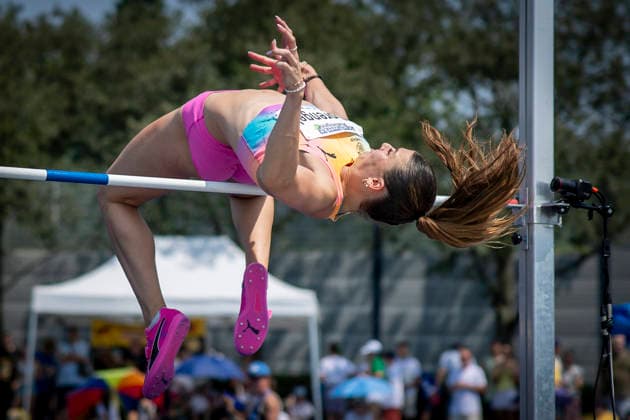 RATINGEN, GERMANY - JUNE 27, 2026 : Sandrina Sprengel (GER Germany) competing in the heptathlon’s high jump during the Multisport Event at Stadion Ratingen on June 27, 2026 in Ratingen, Germany. Nordrhein-Westfalen Germany Copyright: xAxelxKohringx