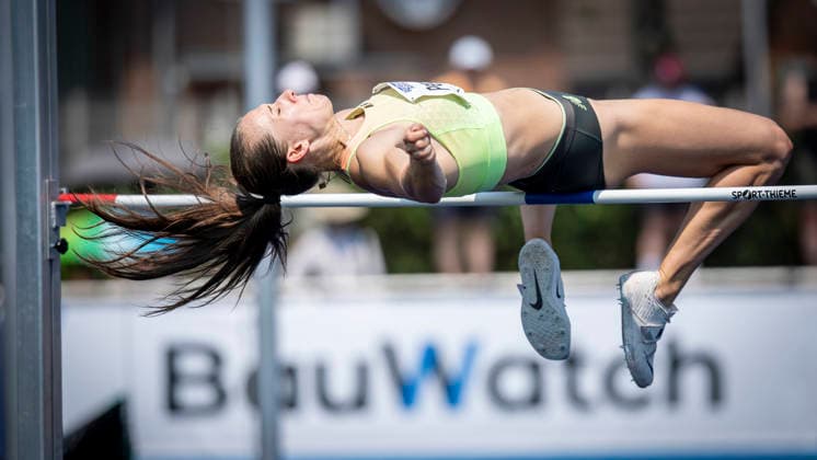 RATINGEN, GERMANY - JUNE 27, 2026 : Célia Perron (FRA France) competing during heptathlon’s high jump the Multisport Event at Stadion Ratingen on June 27, 2026 in Ratingen, Germany. Nordrhein-Westfalen Germany Copyright: xAxelxKohringx