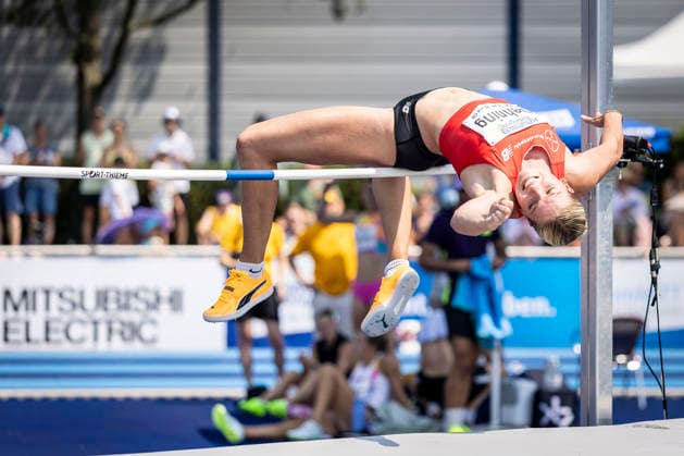 RATINGEN, GERMANY - JUNE 27, 2026 : Marie Dehning (GER Germany) competing in the high jump during the Multisport Event at Stadion Ratingen on June 27, 2026 in Ratingen, Germany. Nordrhein-Westfalen Germany Copyright: xLeahxKohringx