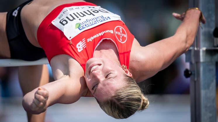 RATINGEN, GERMANY - JUNE 27, 2026 : Marie Dehning (GER Germany) competing during heptathlon’s high jump the Multisport Event at Stadion Ratingen on June 27, 2026 in Ratingen, Germany. Nordrhein-Westfalen Germany Copyright: xAxelxKohringx
