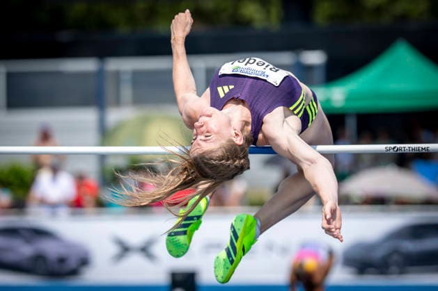 RATINGEN, GERMANY - JUNE 27, 2026 : Serina Riedel (GER Germany) competing during heptathlon’s high jump the Multisport Event at Stadion Ratingen on June 27, 2026 in Ratingen, Germany. Nordrhein-Westfalen Germany Copyright: xAxelxKohringx