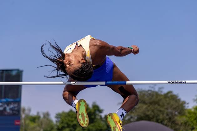 Belgian Nafissatou Nafi Thiam pictured in action during the High Jump event of the women s heptathlon event at the Stadtwerke Ratingen Mehrkampf-Meeting, IAAF World Athletics Combined Events Tour, in Ratingen, Germany, on Saturday 27 June 2026. BJORNxPAREE  x179546524x