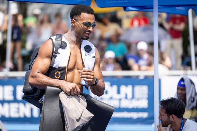 RATINGEN, GERMANY - JUNE 27, 2026 : Leo Neugebauer (GER Germany) with his cooling vest competing during the Multisport Event at Stadion Ratingen on June 27, 2026 in Ratingen, Germany. Nordrhein-Westfalen Germany Copyright: xLeahxKohringx