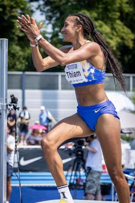 RATINGEN, GERMANY - JUNE 27, 2026 : Nafissatou Thiam (BEL Belgium) during high jump competing during the Multisport Event at Stadion Ratingen on June 27, 2026 in Ratingen, Germany. Nordrhein-Westfalen Germany Copyright: xLeahxKohringx