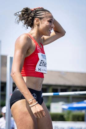 RATINGEN, GERMANY - JUNE 27, 2026 : Anna-Elisabeth Ehlers (GER Germany) during high jump competing during the Multisport Event at Stadion Ratingen on June 27, 2026 in Ratingen, Germany. Nordrhein-Westfalen Germany Copyright: xLeahxKohringx