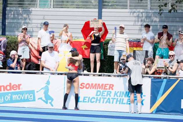 RATINGEN, GERMANY - JUNE 27, 2026 : Anna-Elisabeth Ehlers (GER Germany) during high jump with her fans competing during the Multisport Event at Stadion Ratingen on June 27, 2026 in Ratingen, Germany. Nordrhein-Westfalen Germany Copyright: xLeahxKohringx