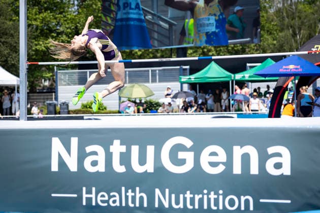 RATINGEN, GERMANY - JUNE 27, 2026 : Serina Riedel (GER Germany) during high jump competing during the Multisport Event at Stadion Ratingen on June 27, 2026 in Ratingen, Germany. Nordrhein-Westfalen Germany Copyright: xLeahxKohringx