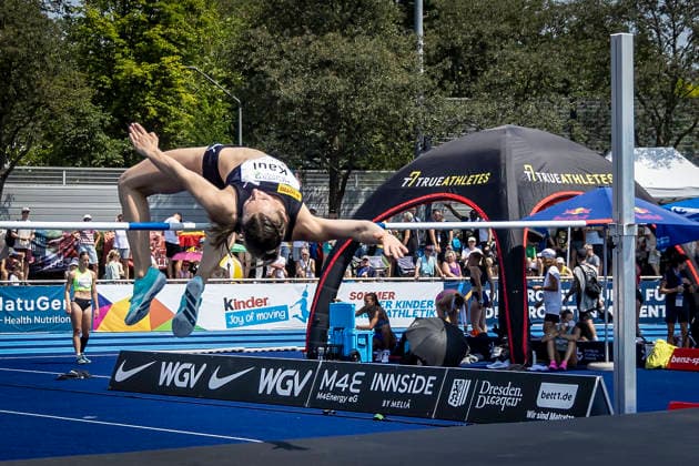 RATINGEN, GERMANY - JUNE 27, 2026 : Emma Kaul (GER Germany) during high jump competing during the Multisport Event at Stadion Ratingen on June 27, 2026 in Ratingen, Germany. Nordrhein-Westfalen Germany Copyright: xLeahxKohringx