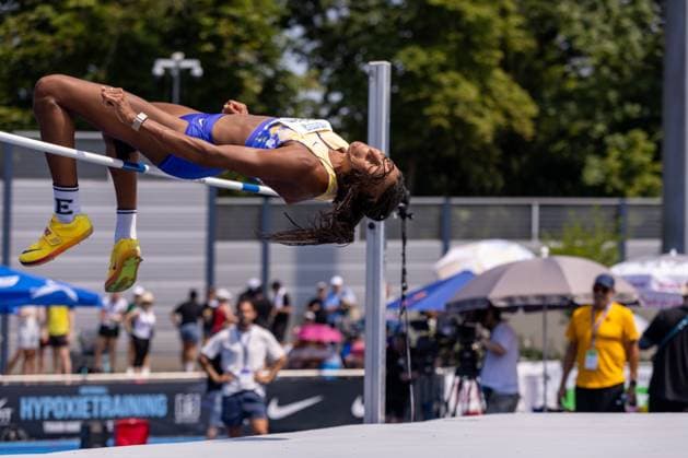 Belgian Nafissatou Nafi Thiam pictured in action during the High Jump event of the women s heptathlon event at the Stadtwerke Ratingen Mehrkampf-Meeting, IAAF World Athletics Combined Events Tour, in Ratingen, Germany, on Saturday 27 June 2026. BJORNxPAREE  x179549756x