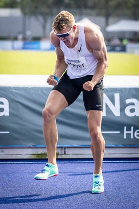 RATINGEN, GERMANY - JUNE 27, 2026 : Marcel Meyer (GER Germany) during high jump competing during the Multisport Event at Stadion Ratingen on June 27, 2026 in Ratingen, Germany. Nordrhein-Westfalen Germany Copyright: xLeahxKohringx