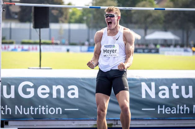 RATINGEN, GERMANY - JUNE 27, 2026 : Marcel Meyer (GER Germany) during high jump competing during the Multisport Event at Stadion Ratingen on June 27, 2026 in Ratingen, Germany. Nordrhein-Westfalen Germany Copyright: xLeahxKohringx
