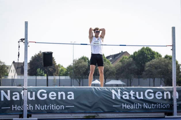 RATINGEN, GERMANY - JUNE 27, 2026 : Marcel Meyer (GER Germany) during high jump competing during the Multisport Event at Stadion Ratingen on June 27, 2026 in Ratingen, Germany. Nordrhein-Westfalen Germany Copyright: xLeahxKohringx