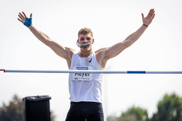 RATINGEN, GERMANY - JUNE 27, 2026 : Marcel Meyer (GER Germany) during high jump competing during the Multisport Event at Stadion Ratingen on June 27, 2026 in Ratingen, Germany. Nordrhein-Westfalen Germany Copyright: xLeahxKohringx