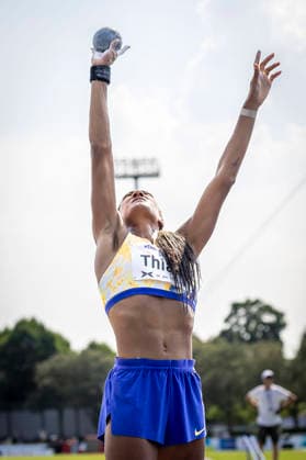 RATINGEN, GERMANY - JUNE 27, 2026 : Nafissatou Thiam (BEL Belgium) during shot put competing during the Multisport Event at Stadion Ratingen on June 27, 2026 in Ratingen, Germany. Nordrhein-Westfalen Germany Copyright: xLeahxKohringx