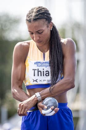 RATINGEN, GERMANY - JUNE 27, 2026 : Nafissatou Thiam (BEL Belgium) during shot put competing during the Multisport Event at Stadion Ratingen on June 27, 2026 in Ratingen, Germany. Nordrhein-Westfalen Germany Copyright: xLeahxKohringx