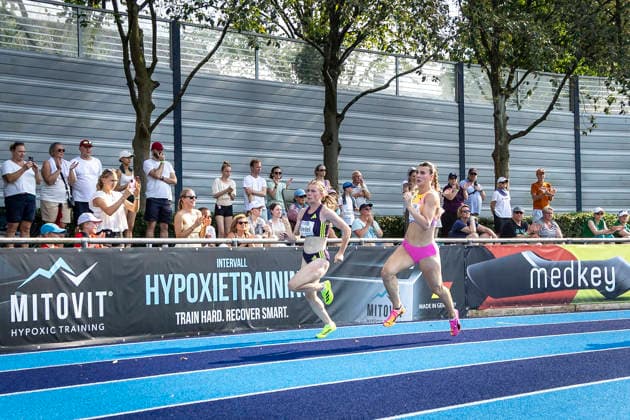 RATINGEN, GERMANY - JUNE 27, 2026 : Serina Riedel (GER Germany)and Sandrina Sprengel (GER Germany) over 200m competing during the Multisport Event at Stadion Ratingen on June 27, 2026 in Ratingen, Germany. Nordrhein-Westfalen Germany Copyright: xLeahxKohringx