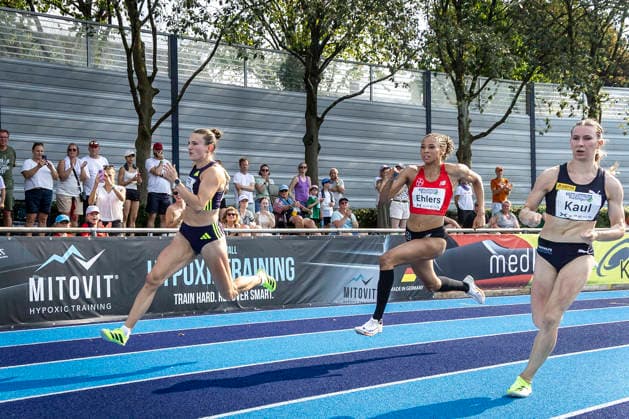 RATINGEN, GERMANY - JUNE 27, 2026 : Vanessa Grimm (GER Germany), Anna-Elisabeth Ehlers (GER Germany) and Emma Kaul (GER Germany) over 200m competing during the Multisport Event at Stadion Ratingen on June 27, 2026 in Ratingen, Germany. Nordrhein-Westfalen Germany Copyright: xLeahxKohringx