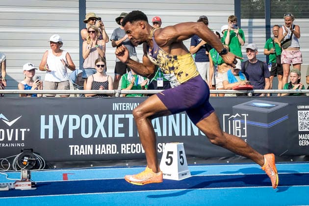 RATINGEN, GERMANY - JUNE 27, 2026 : Leo Neugebauer (GER Germany) over 400m competing during the Multisport Event at Stadion Ratingen on June 27, 2026 in Ratingen, Germany. Nordrhein-Westfalen Germany Copyright: xLeahxKohringx