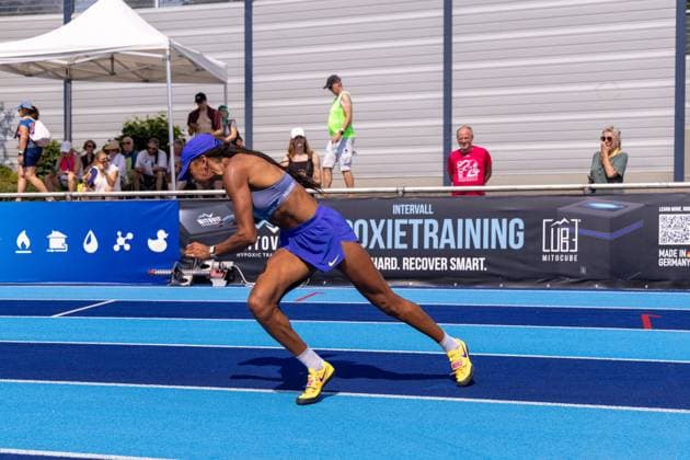 Belgian Nafissatou Nafi Thiam pictured in action during the shot put event of the women s heptathlon event at the Stadtwerke Ratingen Mehrkampf-Meeting, IAAF World Athletics Combined Events Tour, in Ratingen, Germany, on Saturday 27 June 2026. BJORNxPAREE  x179575337x