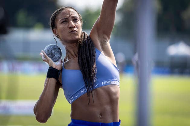 RATINGEN, GERMANY - JUNE 27, 2026 : Nafissatou Thiam (BEL Belgium) competing in the shot put during the Multisport Event at Stadion Ratingen on June 27, 2026 in Ratingen, Germany. Nordrhein-Westfalen Germany Copyright: xLeahxKohringx