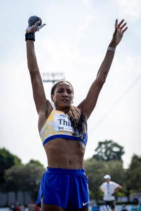 RATINGEN, GERMANY - JUNE 27, 2026 : Nafissatou Thiam (BEL Belgium) competing in the shot put during the Multisport Event at Stadion Ratingen on June 27, 2026 in Ratingen, Germany. Nordrhein-Westfalen Germany Copyright: xLeahxKohringx