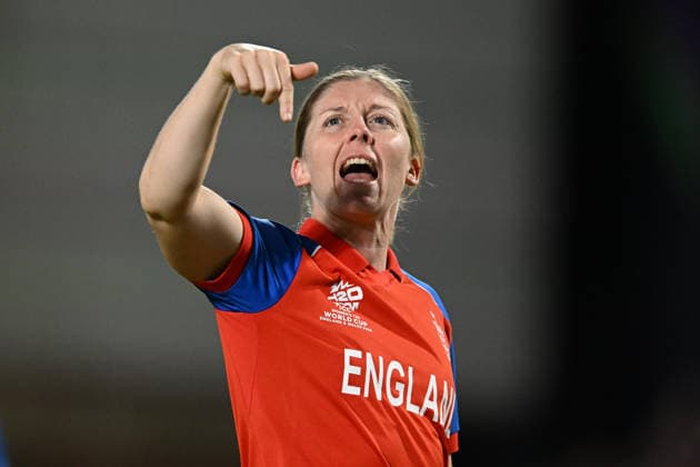 England Women Cricket v New Zealand Women, ICC Women s T20 World Cup Heather Knight of England gestures during the ICC Women s T20 World Cup match between England Women Cricket and New Zealand Women at the Oval, London, UK on 27 June 2026. London Oval London UK Editorial use only , Copyright: xGrahamxHuntx PSI-24402-0125