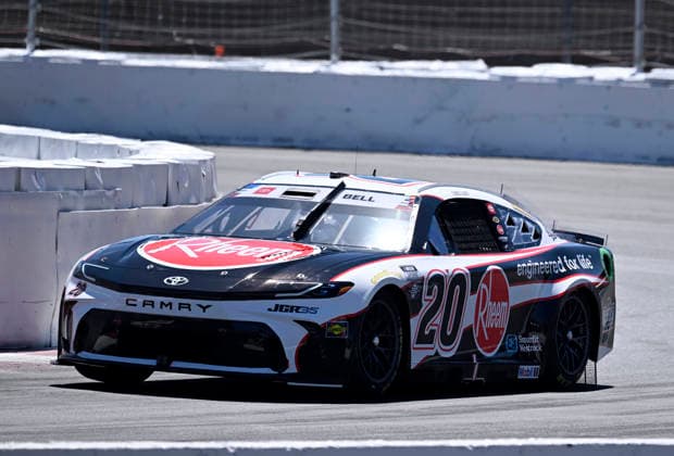 SONOMA, CA - JUNE 27: Christopher Bell ( 20 Joe Gibbs Racing Rheem Toyota) races through turn 11 during practice for the NASCAR, Motorsport, USA Cup Series Toyota Save Mart 350 on June 27, 2026, at Sonoma Raceway in Sonoma, CA. (Photo by Will Lester Icon Sportswire) AUTO: JUN 27 NASCAR Cup Series Toyota Save Mart 350 EDITORIAL USE ONLY Icon26062711017